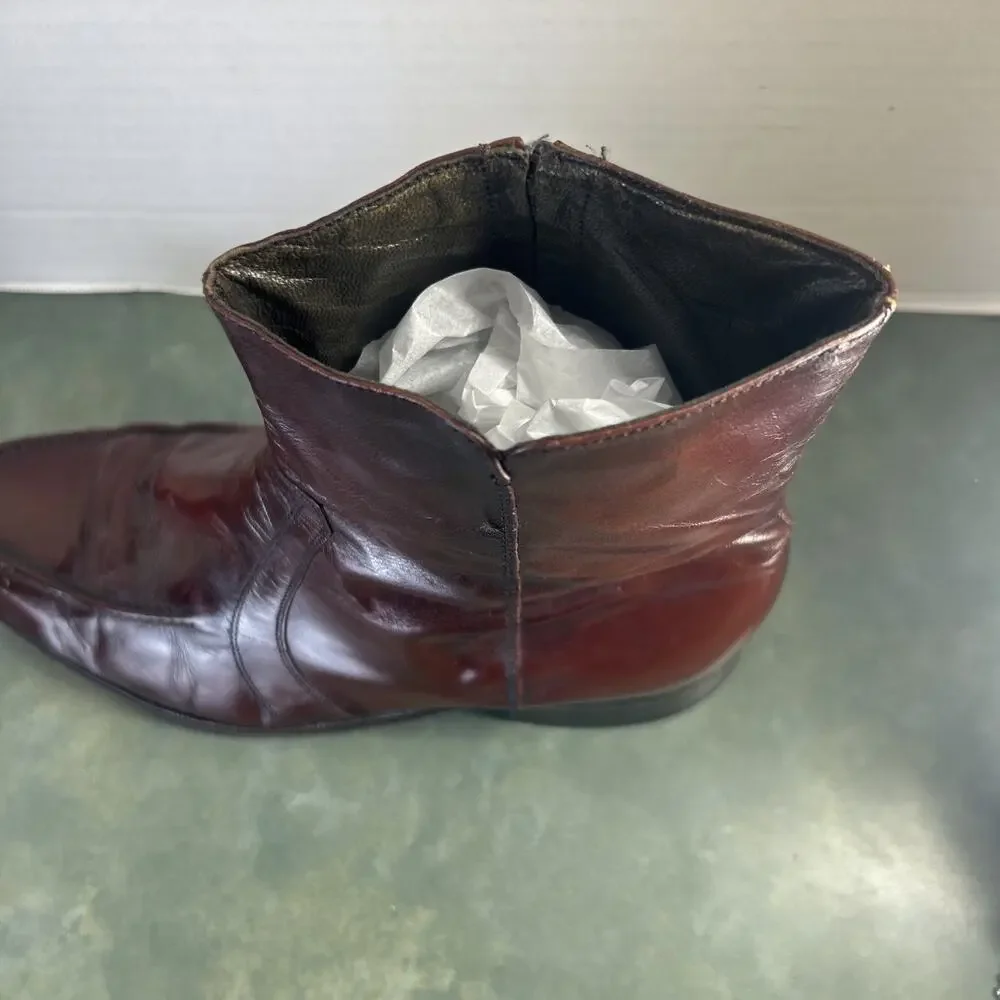 Florsheim Essex Black Cherry Leather Side Zip Beatle Boots Men’s 9 EEE 3E Read